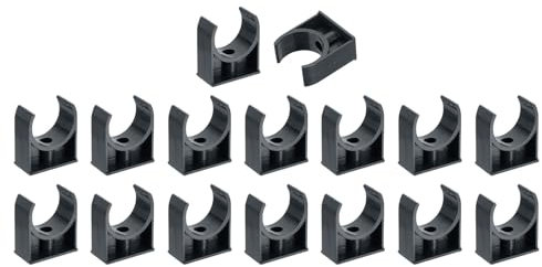 sourcing map 16Pcs PVC Water Pipe Clamps Clips, U-Shaped Tubing Hose Buckles, Irrigation Tube Holder for 40mm OD for TV Trays Tubing Hose Hanger Support Tubing, Black