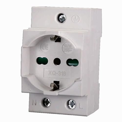 ETTROIT - Toma Schuko bipaso sobre guía DIN para cuadro eléctrico de 2,5 módulos, 16 A, 220 V CA