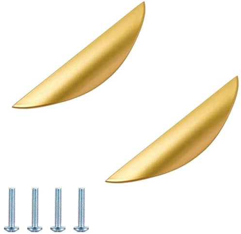 Qerwsdty 2 maniglie nascoste in lega di dorate, per cassetti curvi a mezzaluna invisibili, maniglie nascoste per , 147 mm, durevoli, facili da installare