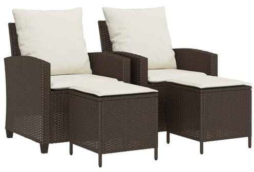 vidaXL 4-TLG. Garten-Sofagarnitur mit Kissen Braun Poly Rattan, Outdoor-Sofa-Set, Sofa, Garten Sofagarnitur, Garten Lounge Set, Gartensofa