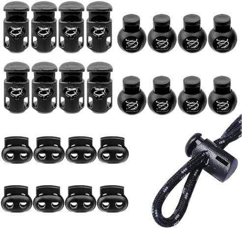 24 Pièces Bouchon de Cordon en Plastique,3 Styles Arret de Cordon,Serrure de Corde Double Trou,Stop Cordon à Trou Unique,pour Serre Lacet,Vêtements,Tissu Paracorde