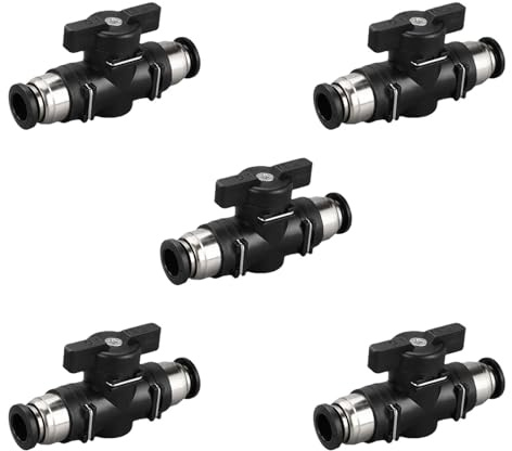 5 Stück Pneumatik Steckverbinder– 8 mm Pneumatik Ventil mit Schnellanschluss – Luftdurchfluss Regelventile für Luftschlauchverschraubungen