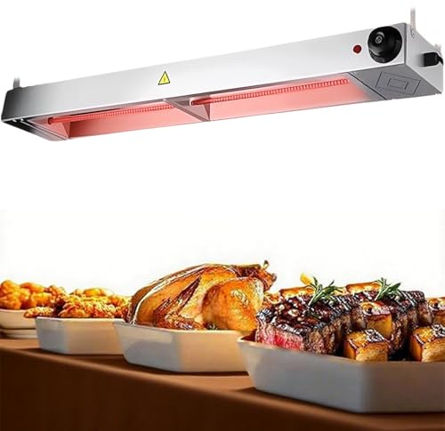 BOVDC Wärmelampe Küche Gastro, Edelstahl Wärmebrücke für Speisen(60cm) | Speisenwärmer Lampe für Buffet Einstellbare Temperatur, Hängende Wärmelampe für Speisen für Küche, Buffet, Hotel
