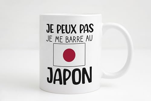 Groovy crea Mug Japon – Je peux pas je me barre au Japon – Cadeau humour voyage – Tasse fan manga et culture japonaise – Idée cadeau originaL drapeau japonais