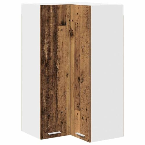 vidaXL Hängeschrank mit Tür Riga Altes Holz und Weiß 57 x 57 x 100 cm, Geräumiger Stauraum, robuster Küchenregal, Moderne Wand-Organizer, Holzlösung für mehr Platz