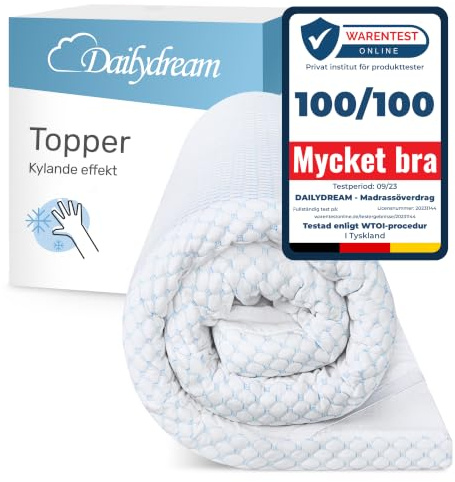 Dailydream Cooling Topper 120x200cm aus Memory Foam, 5 cm hoch | Edition Cool Touch, H1/2, kühlende Matratzenauflage für angenehmen Liegekomfort mit Noppen und elastischen Bändern.
