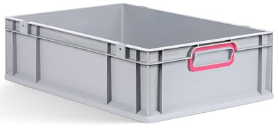 aidB Eurobox NextGen 2.0 - 600x400x170mm - Stapelbare 34L Kunststoffbox mit geschlossenen Griffen - Lagerbox für Aufbewahrung, Transport & Organisation - Industriequalität - ColorClips Magenta