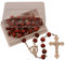 Rosenkranz mit Rosenduft, Kette mit Metall Kreuz, Holz Perle rot Ø5mm gekettelt, Länge 43cm - In Geschenkbox