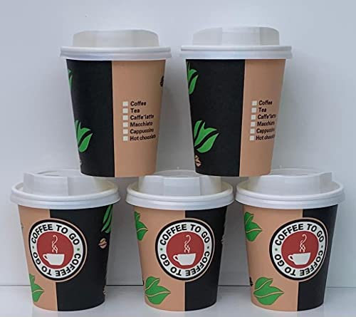 Ol-Gastro-Bedarf 100 Hartpapier 200 ml Coffee to go Becher Pappbecher Kaffeebecher mit Deckel