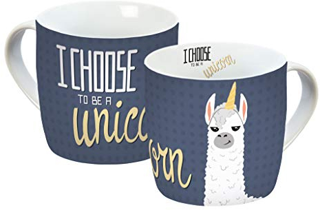 infinite by GEDA LABELS (INFKH) Lama I Choose blau Tasse, Porzellantasse, Kaffeetasse, Mehrfarbig, 300 Ml