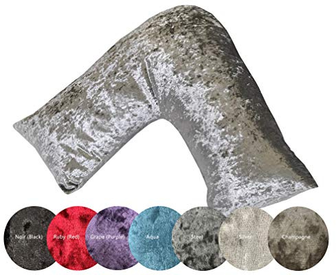 Lancashire Textiles Luxury Crushed Velvet V-Shaped Pillowcase – Soft, Lightweight & Glamorous Pillowcase for V-Shaped Support Pillow – Ideal For Pregnancy and Breastfeeding [Colour - Rose Gold]