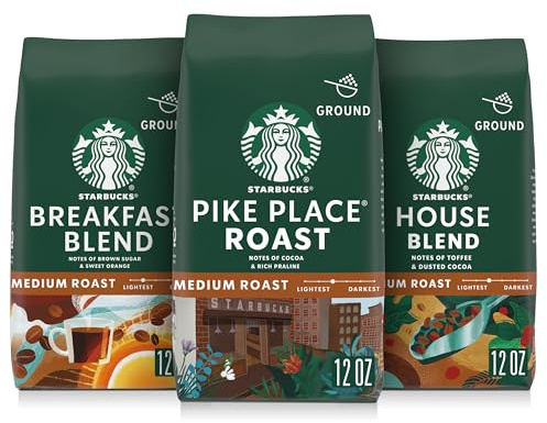 Starbucks Ground Coffee Medium Roast Variety Pack, 3 Bags 12 oz