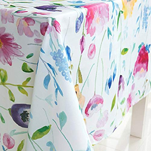 X-Labor Tischdecke, quadratisch, waschbar, aus Oxford-Stoff, wasserdicht, pflegeleicht, Tischdekoration für Garten oder Schlafzimmer, Blumen, 140 x 240 cm