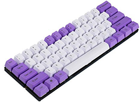 NPKC, set di tasti misti 61 87 108 ANSI in PBT, spessi, per interruttori MX e tastiera da gioco meccanica, colore: bianco e viola 61 Top print