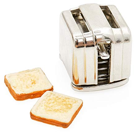 Odoria 1/12 Miniatur Toaster mit Toast 2 Stück Puppenhaus Küche Zubehör