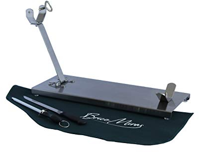 BRICOMIRAS JAMONERO Modelo Tipo C Plegable Acero Inoxidable, Regalo Cuchillo + CHAIRA + CUBREJAMÓN Verde, Soporte JAMONERO Ideal Uso DOMÉSTICO Y Profesional (Bares Y RESTAURANTES)