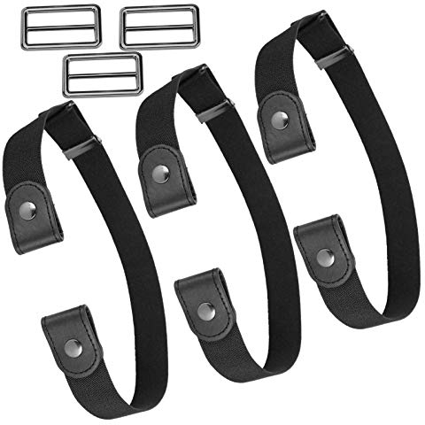 3 Set Elastischer Gürtel, Verstellbarer Elastischer Gürtel mit Schnalle, Rutschfester Taillengürtel, Stretchgürtel Unsichtbares Bekleidungszubehör für Jeans Hosen Kleider Frau Mann(black)