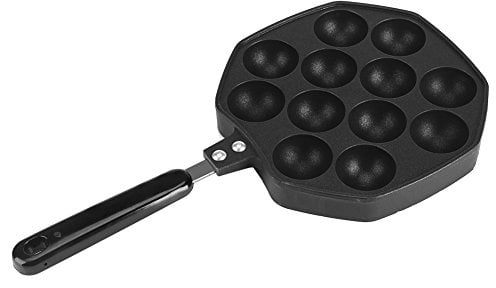 Aebleskiver Cast Iron NonStick Pan, 12 Cavities Aluminum Non-Stick Takoyaki Grill Pan Plate Octopus Ball/Pancake Maker Baking Mold for Other Desserts Ball Stuffed Pancake Pan