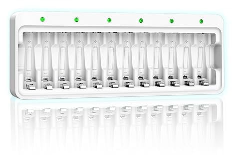 Dlyfull 12 slot AA AAA Battery Charger for Ni-MH Ni-CD AA AAA Rechargeable Batteries Charger Type-C High-Speed Charging Intelligent Detection Technology