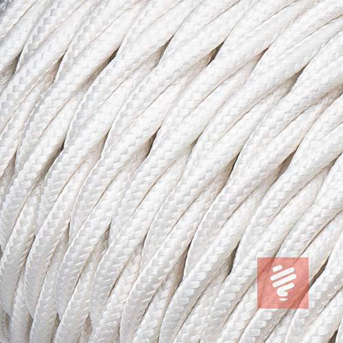 Cable textil para instalación en superficie (trenzado, trenzado) – Cable de tela de tres hilos – 3 x 1,5 mm², color marfil (blanco) – 5 metros