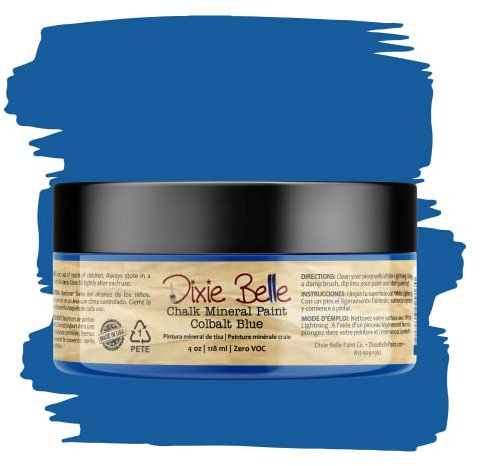Dixie Belle Paint Company Chalk Finish Furniture Paint | Cobalt Blue (4oz) | Matte Vibrant Blue Chic Chalk Mineral Paint | DIY Furniture Paint | Made in the USA