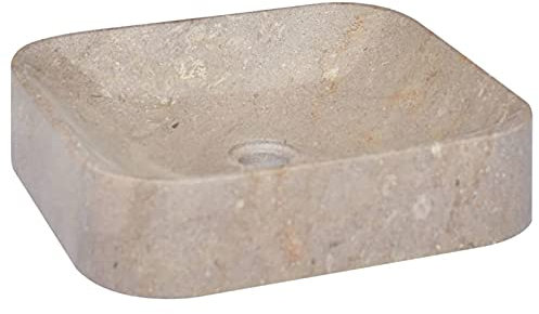 Tidyard Lavandino,da Bagno,Appoggio,Quadrato,in Marmo,Colore Grigio,40x40x10 cm,Lavabo da Bagno Appoggio,Lavandino Quadrato,Lavabo Quadrato,Lavandino in Marmo,Lavandino d'Appoggio