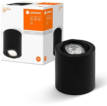 LEDVANCE Spot Surface Round Deckenaufbauspot, schwarz, mit GU10 Sockel, kann mit einfacher oder smarter Lampe bestückt werden, flexibler Ausstrahlwinkel, Schutzklasse IP20, hochwertiges Gehäuse