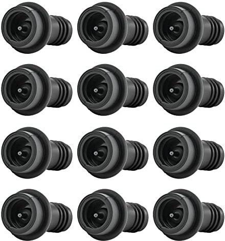 WOTOR Weinpumpe Vakuum Stopper, Weinflaschenverschluss, Hält Wein Frisch, 12 Stoppers, Schwarz