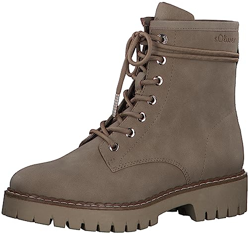 s.Oliver Damen Schnürstiefel ohne Absatz Bequem Vegan, Braun (Nut), 39 EU