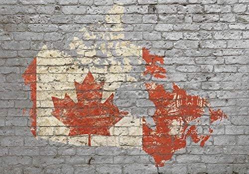 wandmotiv24 Fototapete Flagge Ziegelwand Canada, 200 x 140cm - selbstklebende Strukturtapete, Wanddeko, Wandbild, Wandtapete, Steinwand Länderflagge Ziegel Kanada M5862