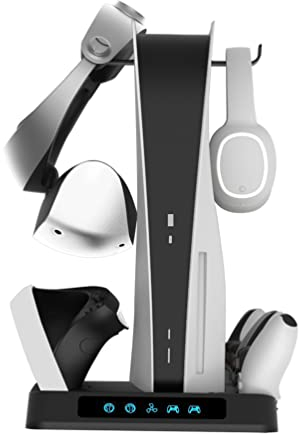 LiLTok für PS5 PSVR2 Ladestation Charging Vertical Stand mit Lüfter, Halterung für PS5 Konsole Headset VR2 Brillen Zubehör