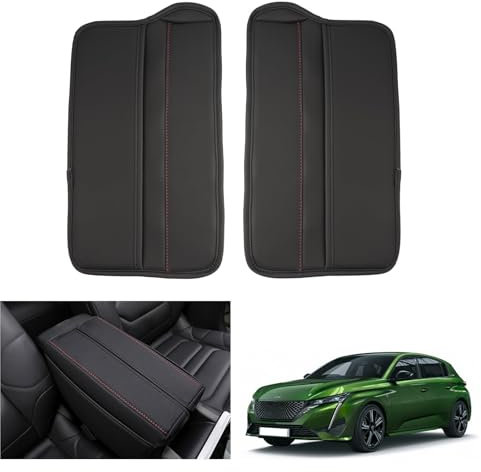 GAFAT Peugeot 308 408/ 0pel Astra L/Ci-troen C5 X/DS 4 2021-2025 2026 Housses d'Accoudoir Central, Housse de Coussin, Housse de Protection pour Console Centrale, Cuir Microfibre (Rouge)