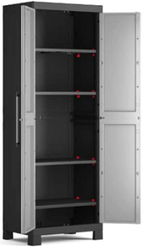 Keter Schrank aus Kunstharz, 65 x 45 x 182 cm, wasserdicht, für den Außenbereich, Weiß, 8013183122188