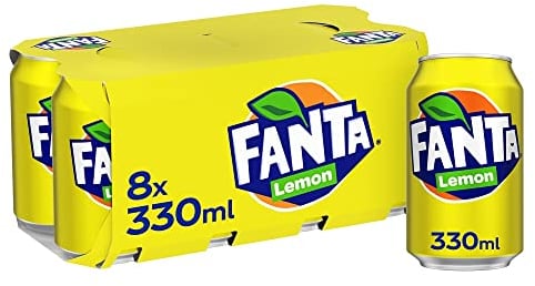 Fanta Lemon, 8 x 330ml, Official Beetle juice (Packaging may vary)