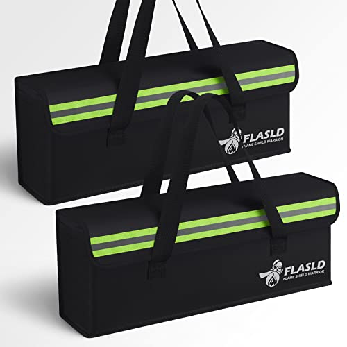 FLASLD 2-Pack Lipo feuerfeste Tasche Ebike Zubehör Akku Ladetasche Case Charge explosionssichere große Kapazität Lagerung Guard Safe Box 49 x 11 x 18 cm