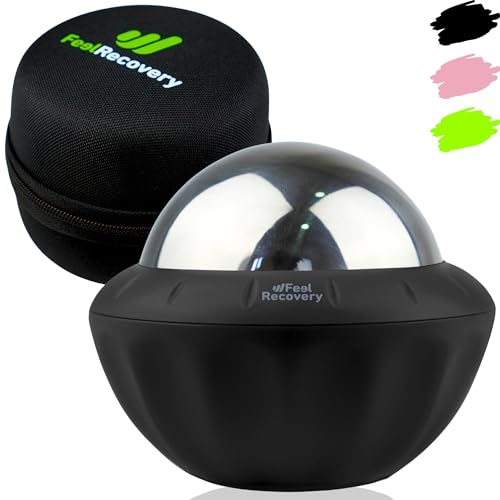 Massageball mit Gel für Kälte & Wärmetherapie - Massagekugel mit Edelstahlkugel - Massageroller mit Griff Klein für Faszien, Rücken, Nacken & Füße - Wellness Geschenk & Entspannung