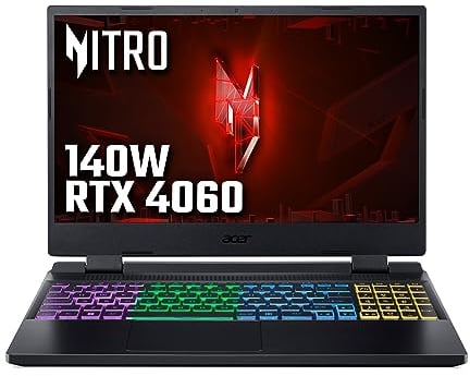 Acer Nitro 5 AN515-58 Gaming Laptop - Intel Core i7-12650H, 16GB, 1TB SSD, NVIDIA GeForce RTX 4060 8G, 15.6 FHD IPS 144Hz, Windows 11 , Black