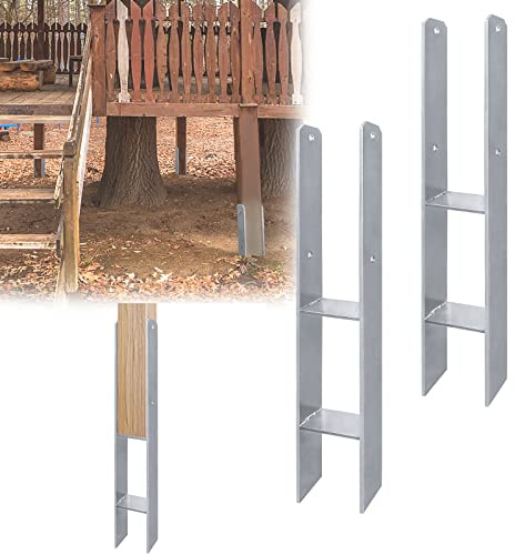 JOIEYOU H Ancla para postes 6 x anclajes galvanizados en caliente, diseño de anclaje de suelo para postes, zapato en H, grosor del material: 5 mm (101 x 600 mm)