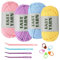 4x50g (7.1Oz) Easy Crochet Yarn, 4x87YdsYarn for Crocheting, Beginners Yarn for Crocheting with Easy-to-See Stitches, Stitch Markers, Cotton Yarn for Crochet-(Pink&Purple&Blue&Yellow)