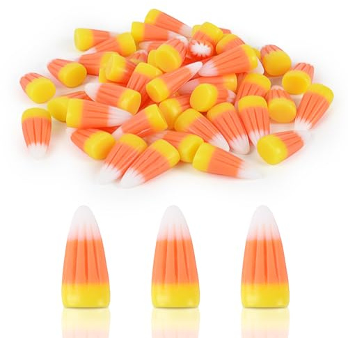 HUIANER 30 Stück Halloween Künstliche Süßigkeiten Mais Gefälschte 3D Süßigkeiten Mais Harz Süßigkeiten Mais für Handwerk Herstellung Halloween Supplies Dekorationen Ornamente DIY Handwerk