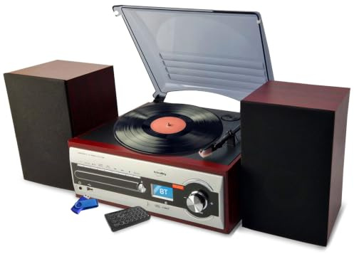 Chaîne HiFi Inovalley CH14E Tourne Disque Vinyle 80W, CD, Bluetooth, FM et USB + télécommande + clé USB