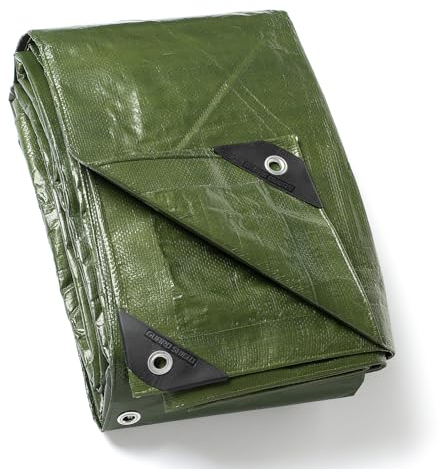 GUARD SHIELD Telone di copertura con occhielli, impermeabile, 4 m x 6 m, verde, multifunzione, in poliestere, 120 g/㎡, in tessuto, multiuso, resistente agli strappi, stabilizzato ai raggi UV