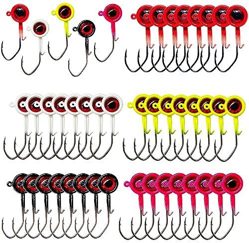Bombite 40pcs Crappie Jig Heads, Fishing Jigs, 1/32oz, High Carbon Steel