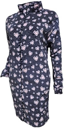 DEMONA Vestaglia Pigiama Donna con Chiusura Zip Inverno Caldo Pile Coral Morbido Vari Colori E Taglie (S, Angela-Blu)