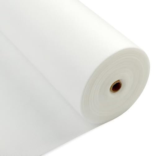 Longing Home Rouleau de Nappe jetable en intissé Imitation Tissu au mètre, idéal pour Un Anniversaire, Une fête, décoration (Blanc, 0,5 × 25 m)