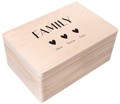 Creative Deco Familie Personalisierte Geschenke mit Namen Holzkiste | Dein Eigener Beliebig Personalisiert Text Individuelle Geschenk | Geschenkkiste Geschenkbox | Für Frauen, Männer und Kinder | Deko
