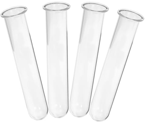 Garneck 4 Pièces Vase Tube à Essai Hydroponique en Verre - Pots de Fleurs, Tubes de Propagation de Plantes, Récipient Floral avec Pupitre