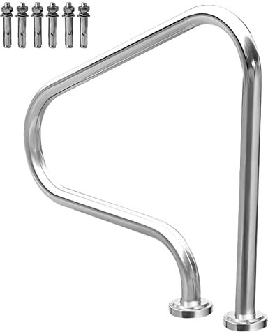 FUYAO Poolhandlauf | Silbernes Edelstahlgeländer für Schwimmbäder | Von Deck zu Deck montierte Pool-Übergangshandläufe, Rutschfester Sicherheits-Einstiegshilfe-Haltegriff für den Außenbereich