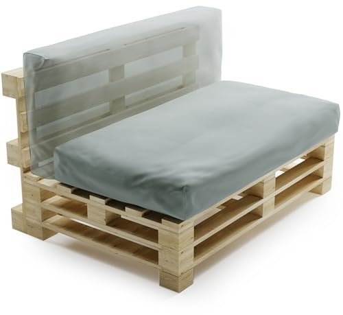 bananair - Palettenkissen Outdoor Wasserdicht & Abnehmbar - Schaumstoffpolsterung, Bequem - Polster Ideal für Europaletten, Palettenmöbel, Gartenmöbel (Sitz- oder Rückenkissen, 120x60 cm, Hellgrau)