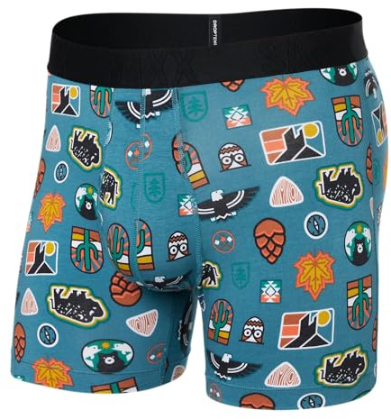 SAXX Underwear Co. Men's Underwear with Pouch Droptemp Cooling Cotton Boxer Brief Fly, Outside is In-hydro Blue, M